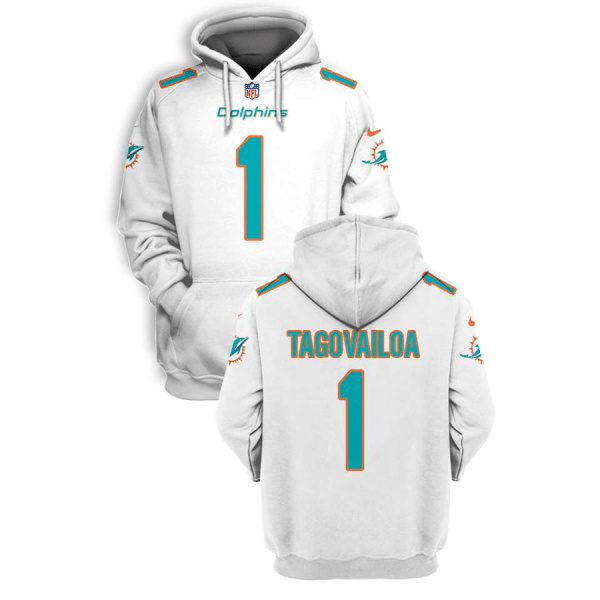 Men's Miami Dolphins Active Player Custom 2021 White Pullover Hoodie